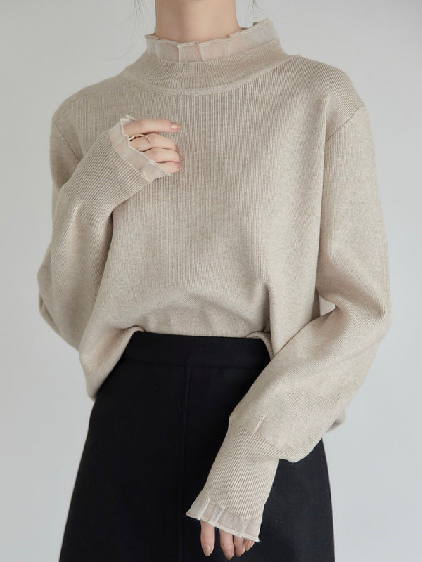 tulle layered knit / beige