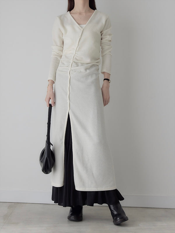 button line asymmetry dress / ivory