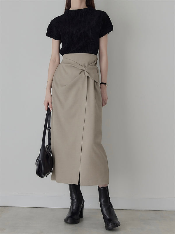 knot design wrap skirt / beige