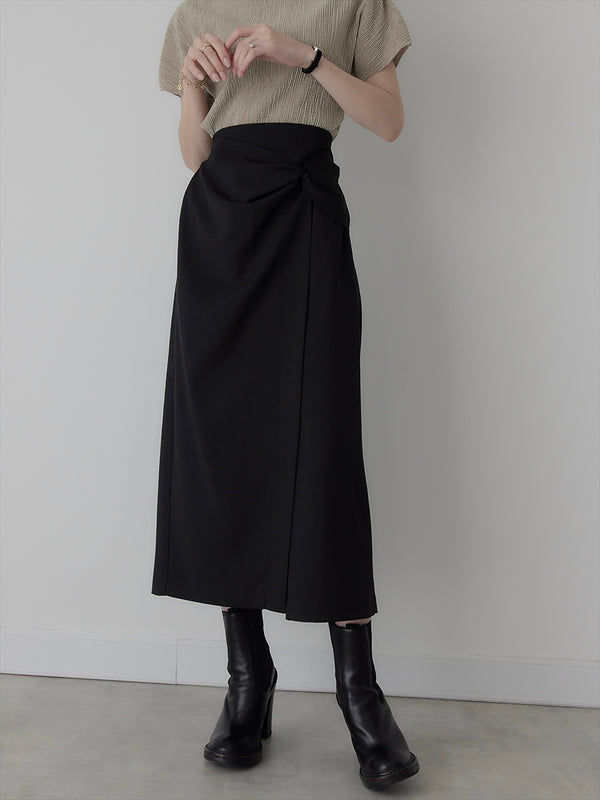 knot design wrap skirt / black