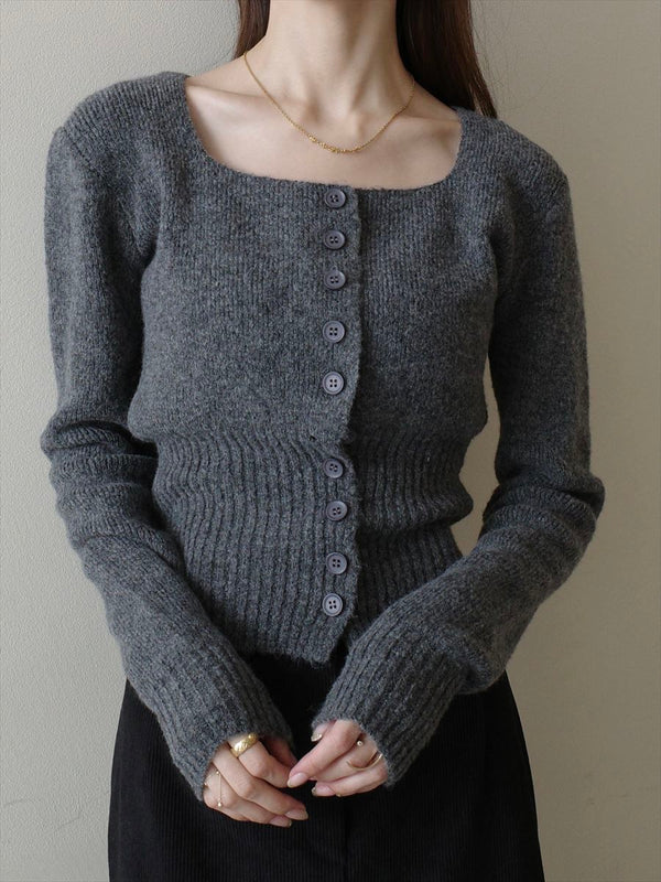 square neck corset design knit / grey