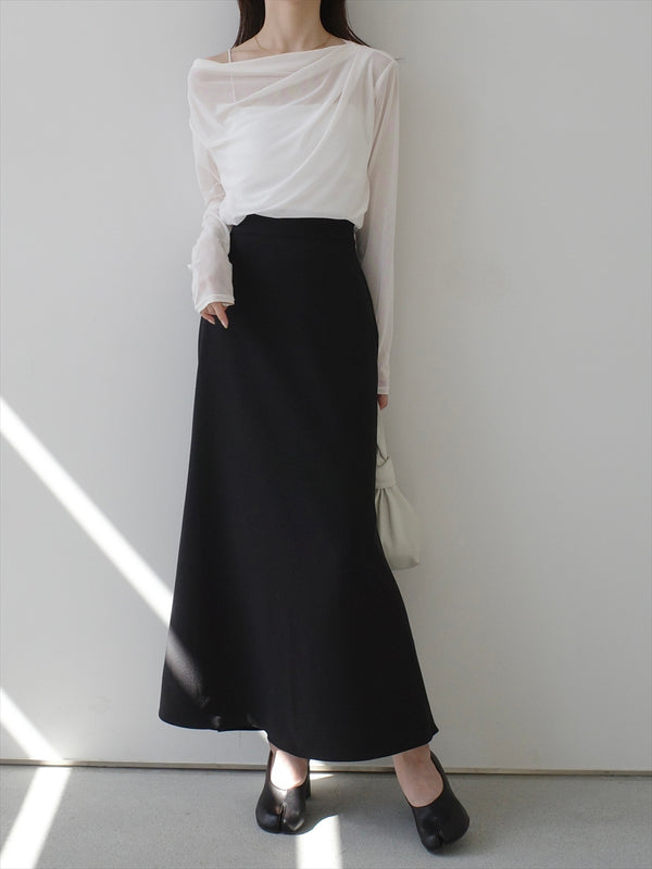 basic flare long skirt / black