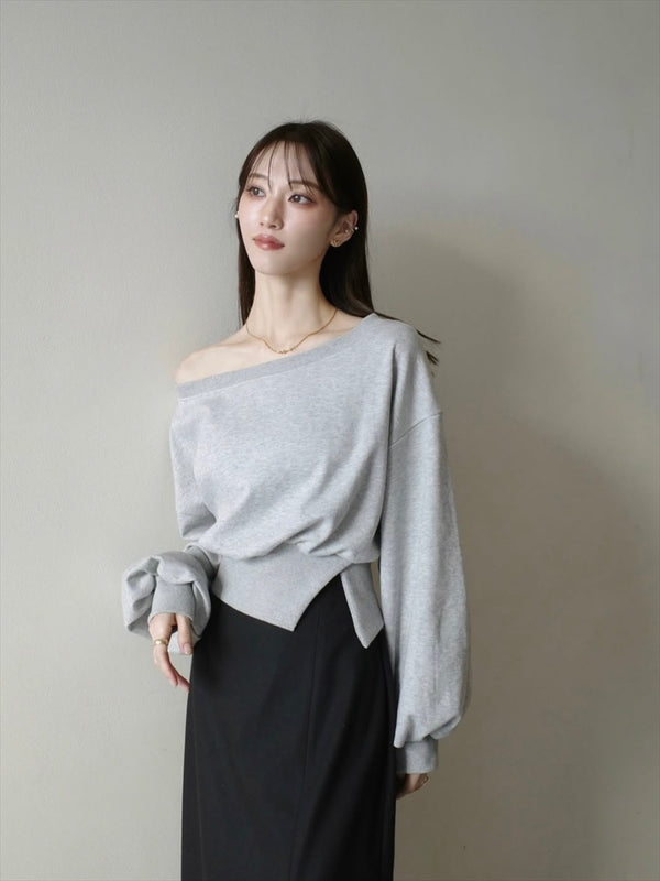 off shoulder sweat tops / grey