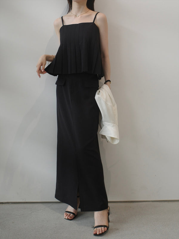 tuck pleats cami setup / black