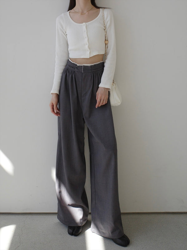 double waist layered pants / grey