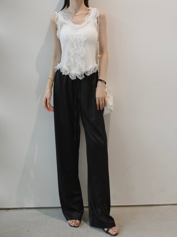 satin relax long pants
