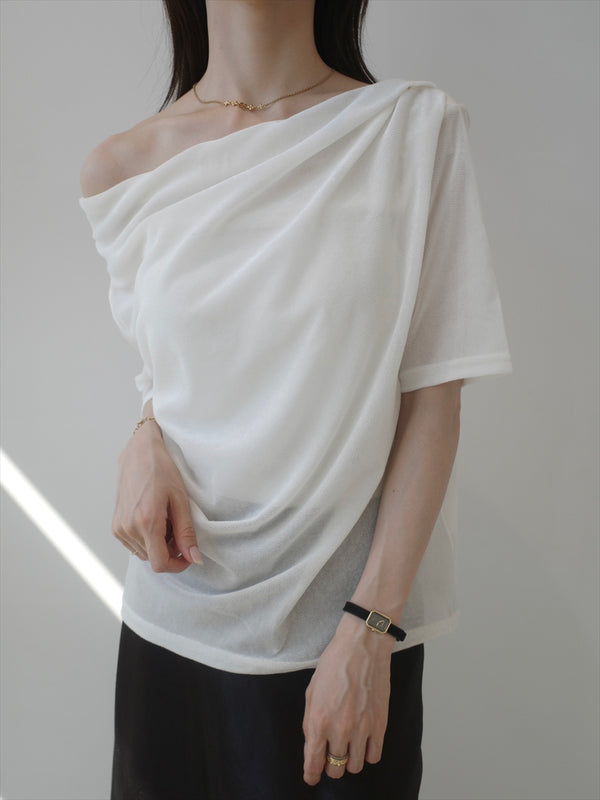sheer velour drape top / ivory