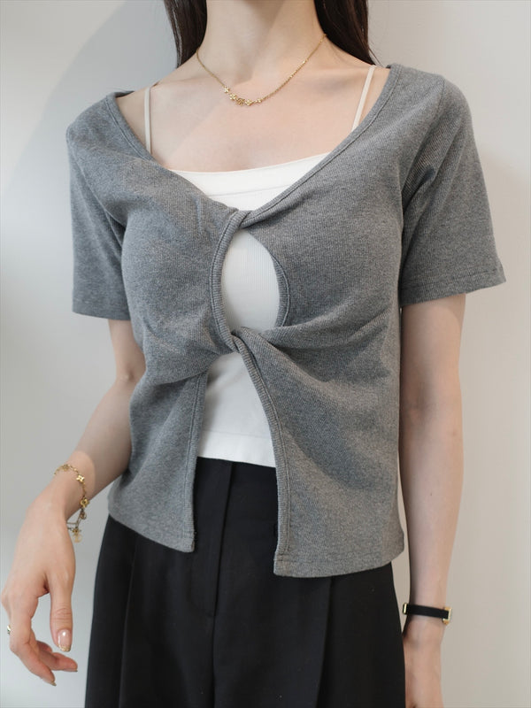 double twist design top / grey