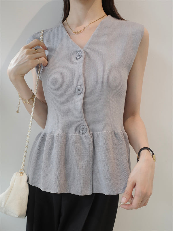 peplum silhouette rib top / grey
