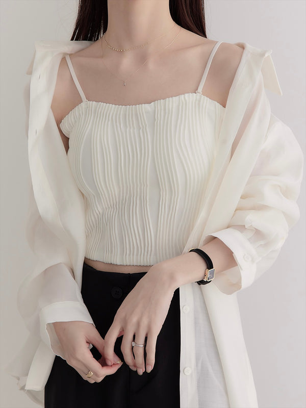 heart neck cami bra top / ivory