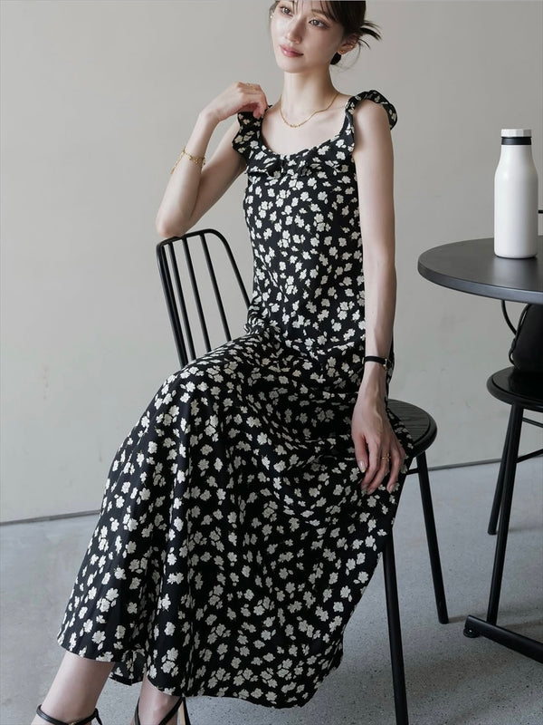 frill collar flower print dress