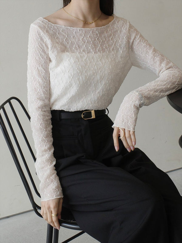 classic lace sheer tops / ivory