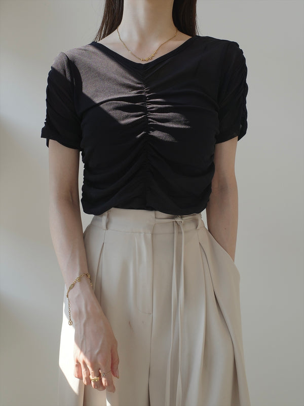 gather design sheer tops / black