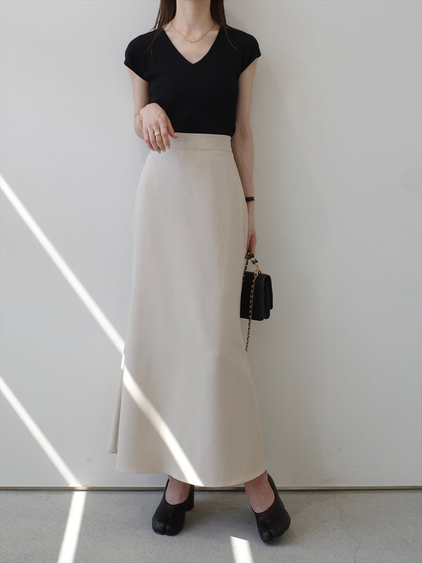 basic flare long skirt / beige