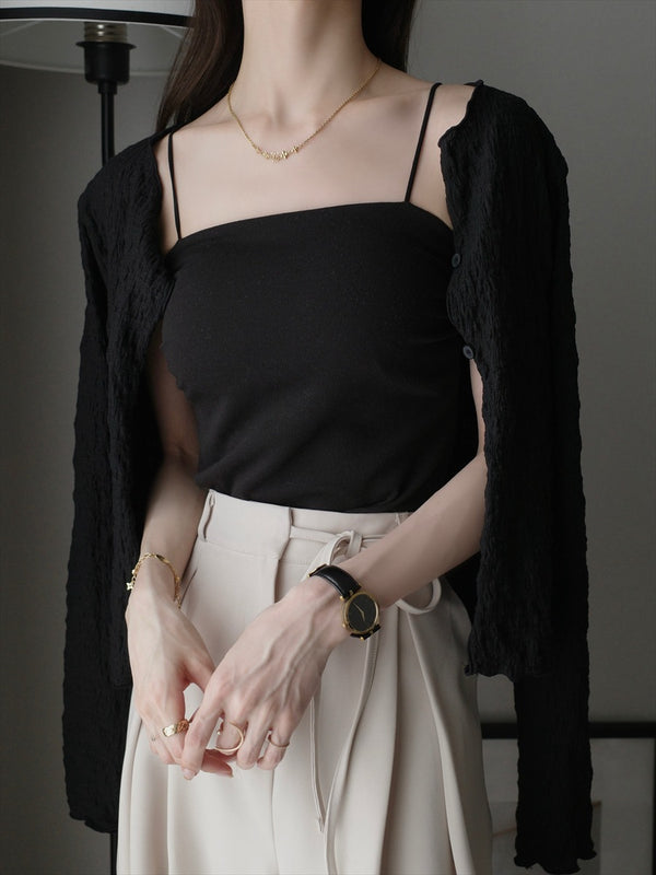 narrow strap bra top / black