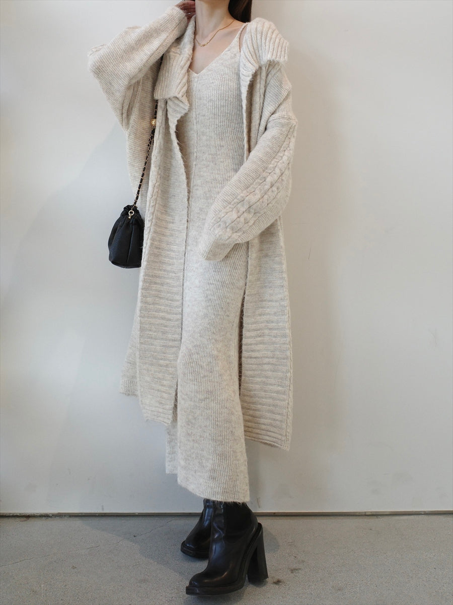 cami onepiece coatigan set  / beige