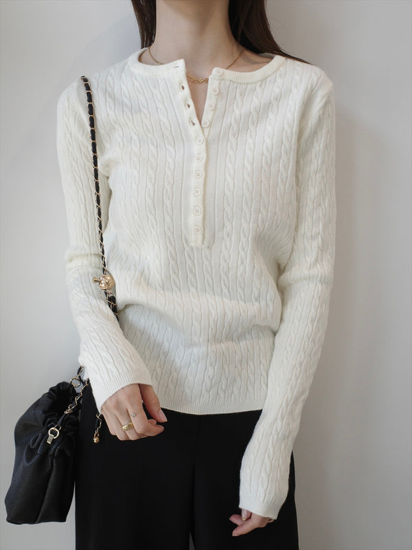 henry neck cable knit / ivory