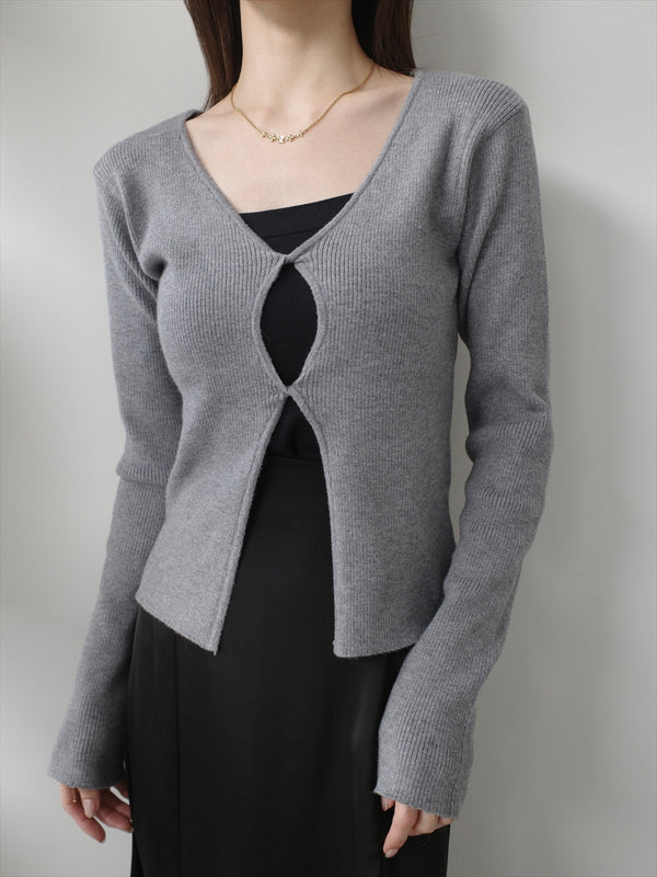 twist design knit top / grey
