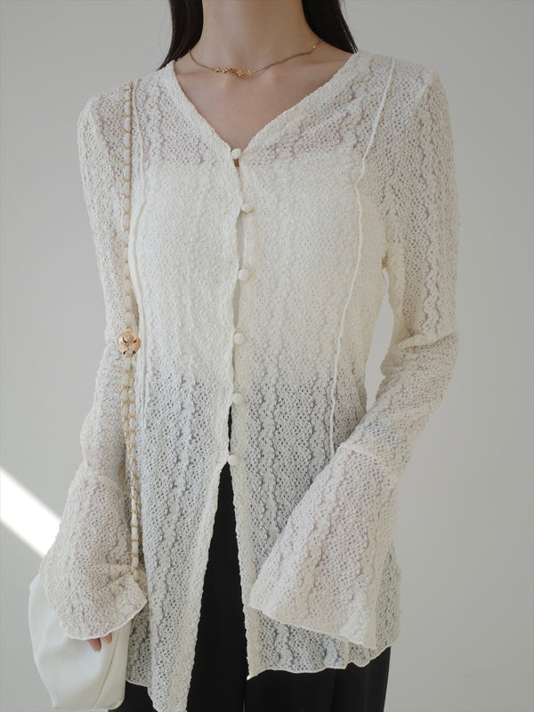 bell sleeve lace cardigan / ivory