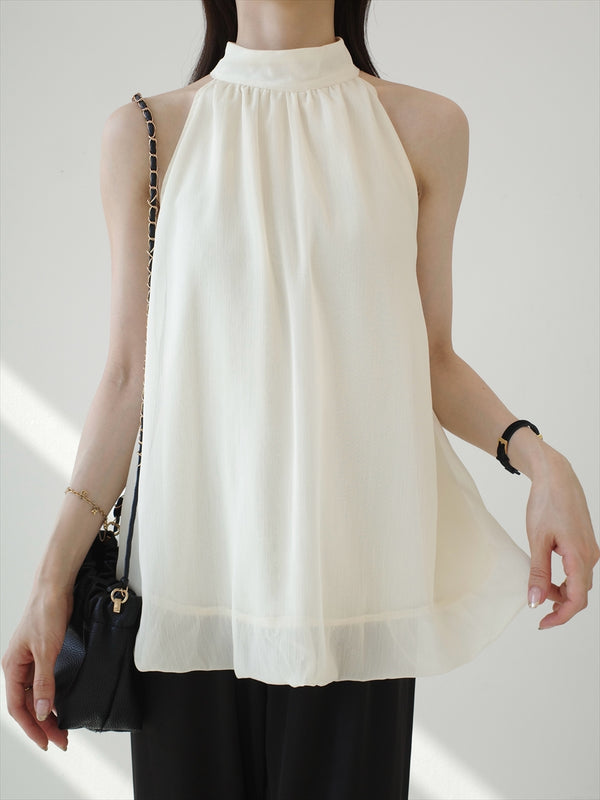 halter neck chiffon blouse / cream