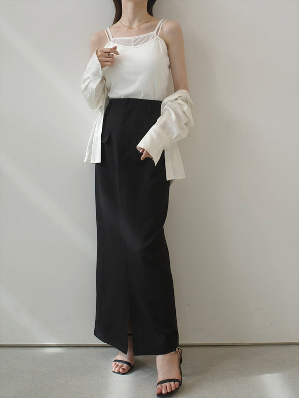 double pocket pencil skirt / black