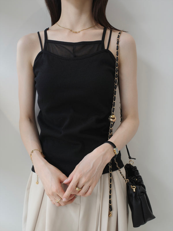 sheer layered camisole / black