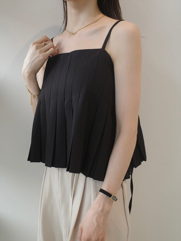 tuck pleats camisole / black
