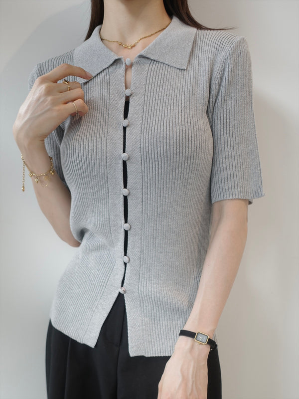 button line polo top / grey
