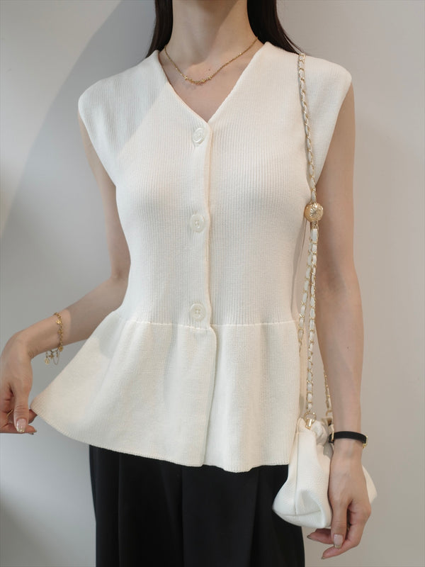 peplum silhouette rib top / ivory