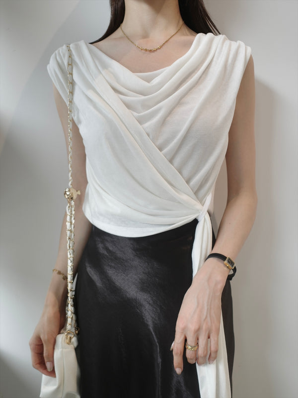 knot design drape top / ivory