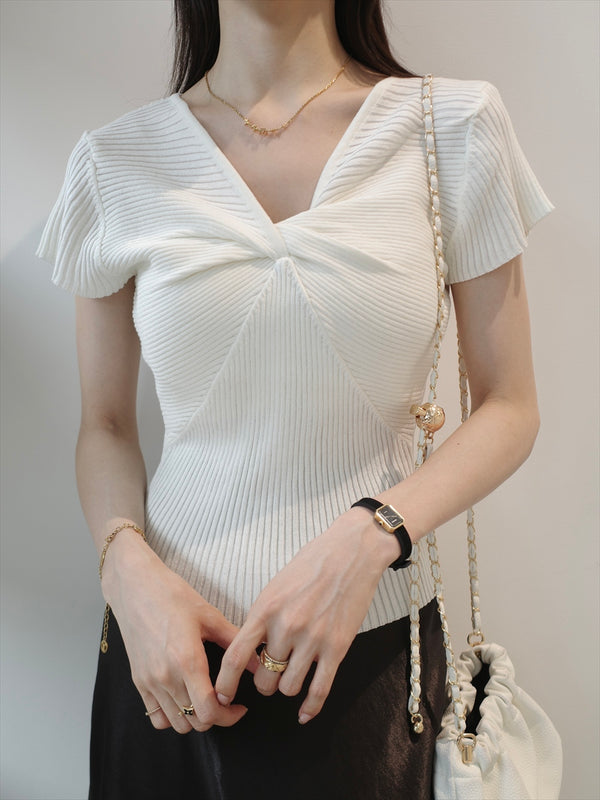 twist design rib top / ivory