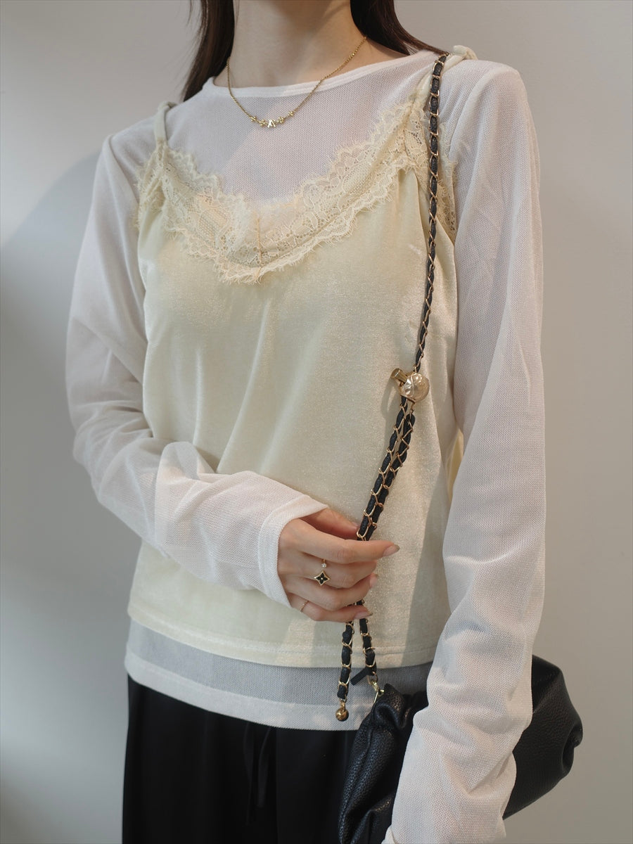 NEW】velour lace cami set / ivory – APJ
