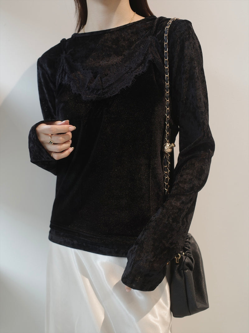 NEW】velour lace cami set / black – APJ