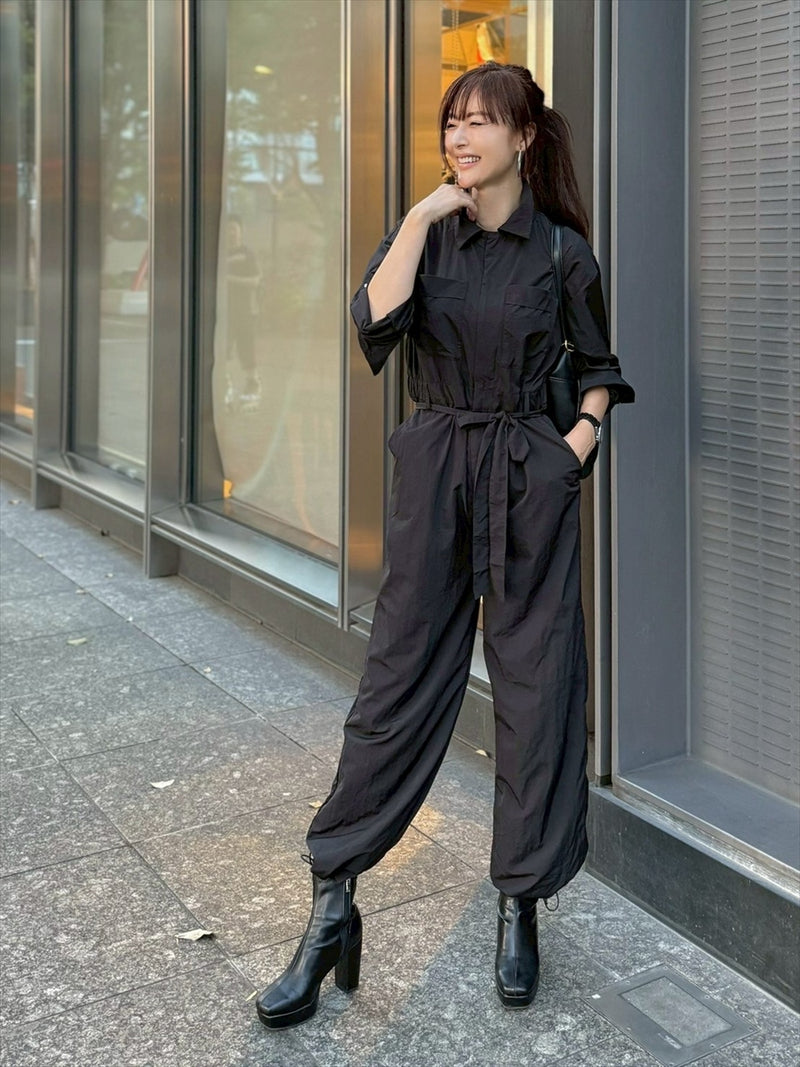GVLS 2025 S/S ジャンプスーツ 黒 Shihoセレクト】ベルト付きジャンプスーツ – APJ