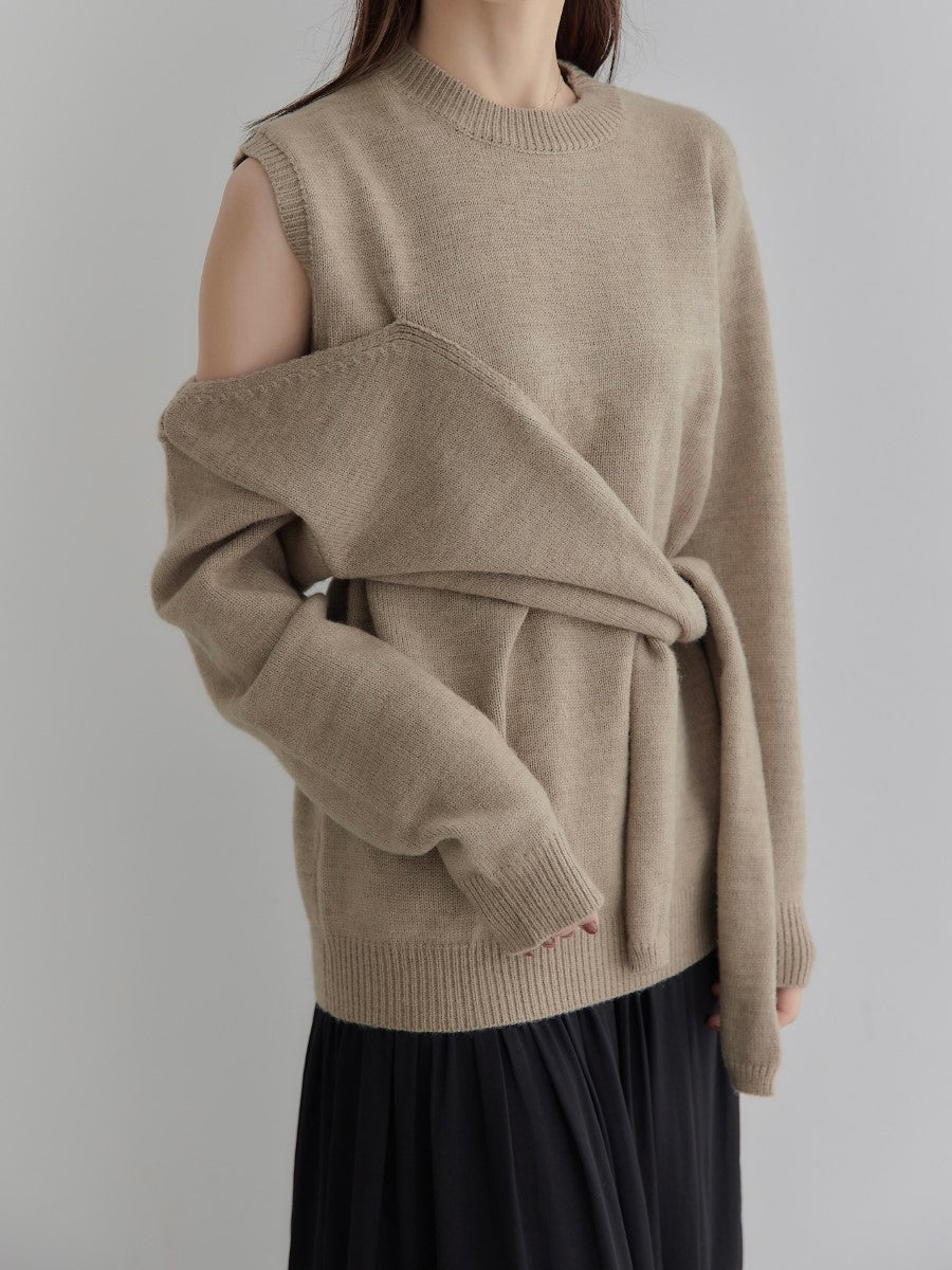 amel リボンノットデザインニット ベージュ